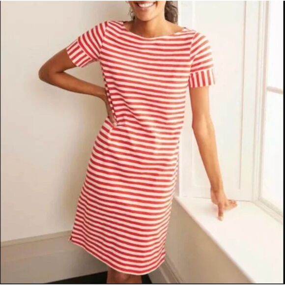Boden Dresses & Skirts - Boden Darcy red white striped t‑shirt dress US 12R Breton nautical preppy cotton